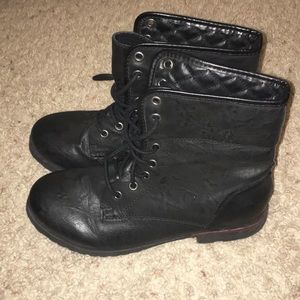 Black combat boots